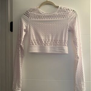 ALO Yoga White Long Sleeve Crop Top